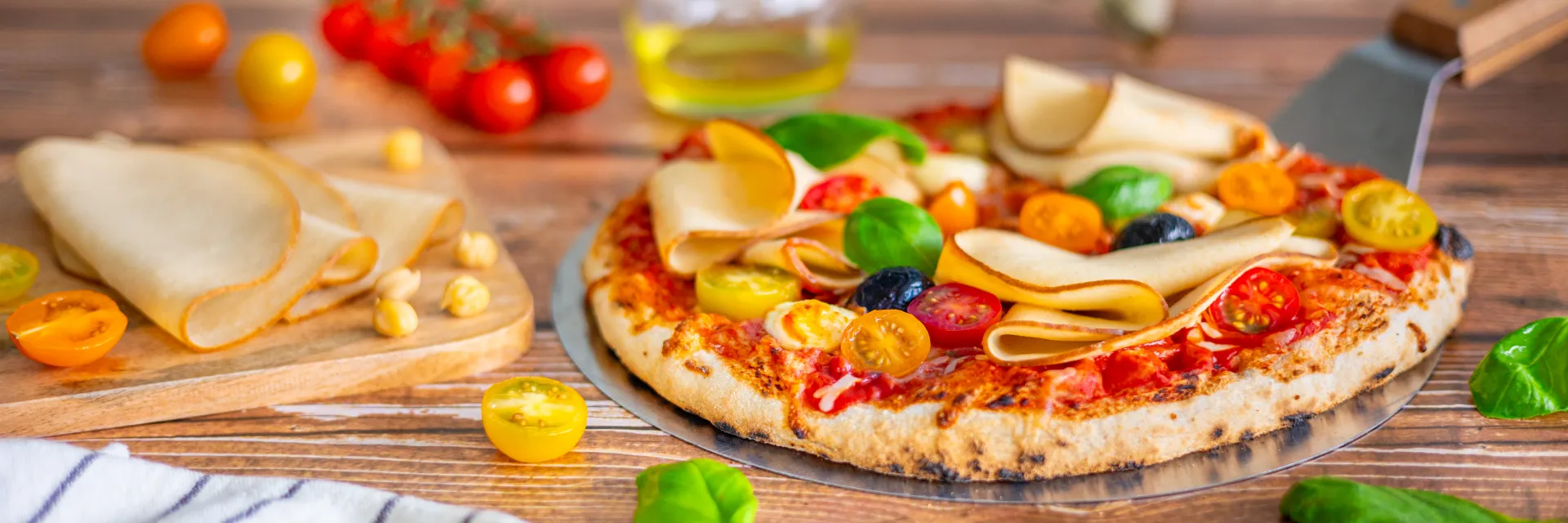 Pizza tomate mozzarella Tranches Végé Fleury Michon header 